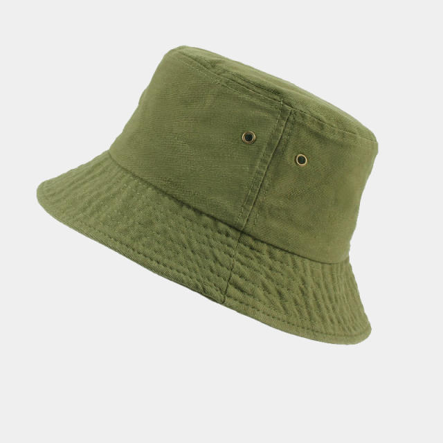 Simple plain color cotton easy match bucket hat