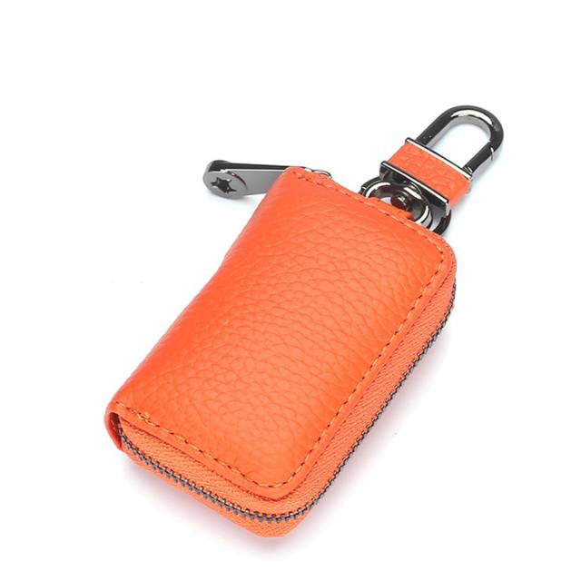 Plain color Genuine Leather business keychain
