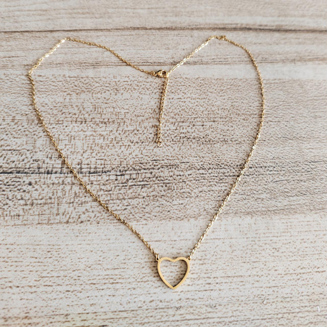 14K gold plated tiny heart dainty stainless steel necklace