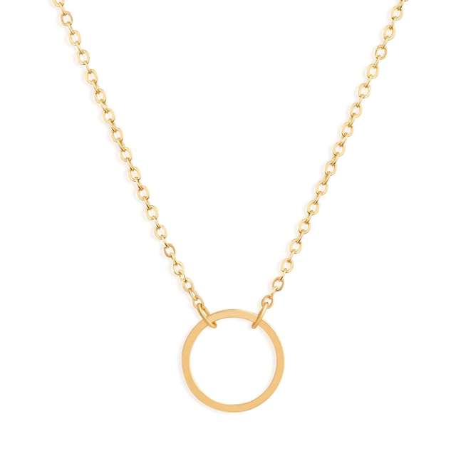 18K dainty circle stainless steel necklace