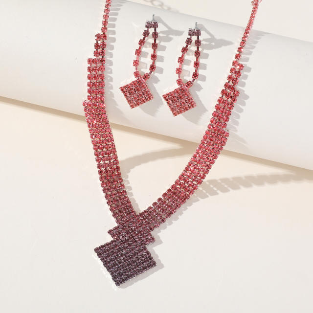Hot sale red color christmas day diamond tassel earrings for women