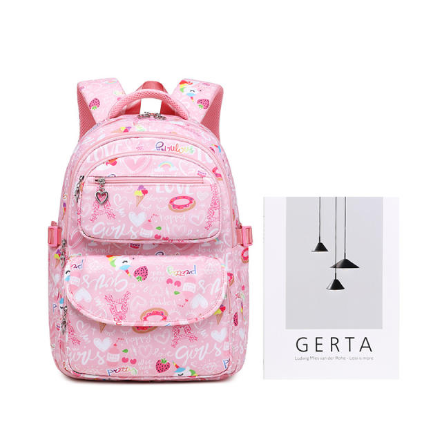 Pink color unicorn pattern school bag lunch bag pencil case set