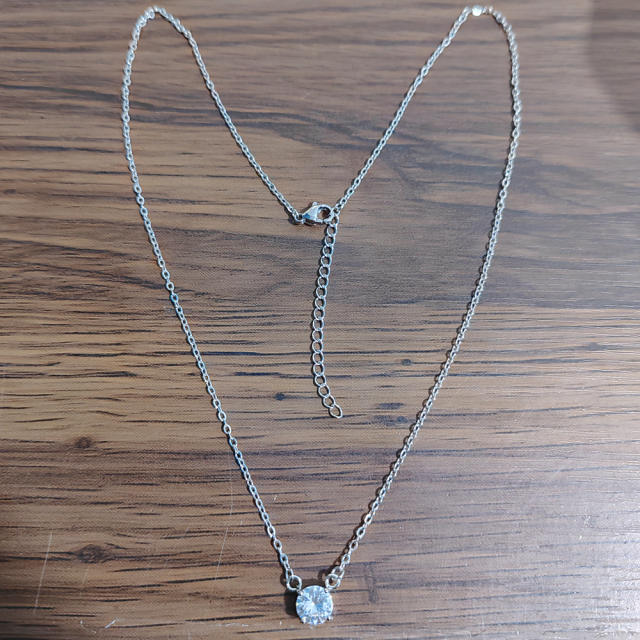 1.5carat dainty stainless steel diamond necklace