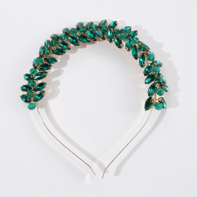 Delicate emerald green glass crystal headband