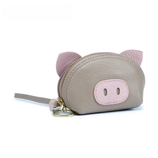 Cute pig cartoon design Genuine Leather small coin purse
