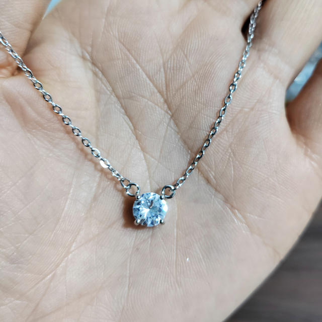 1.5carat dainty stainless steel diamond necklace