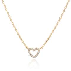 14K gold plated stainless steel chain copper diamond heart dainty necklace