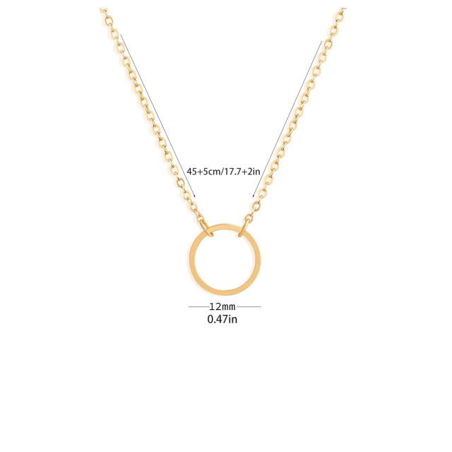 18K dainty circle stainless steel necklace