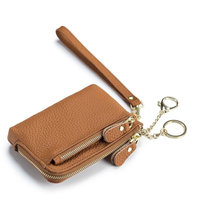 Plain color Genuine Leather mini wallet purse