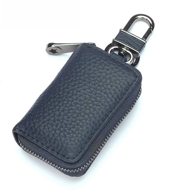 Plain color Genuine Leather business keychain