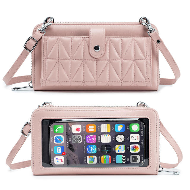 Classic quilted pattern Genuine Leather mini phone bag