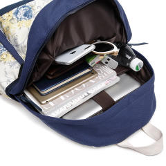 3PCS flower pattern canvas large storage school bag lunch bag pencil case set