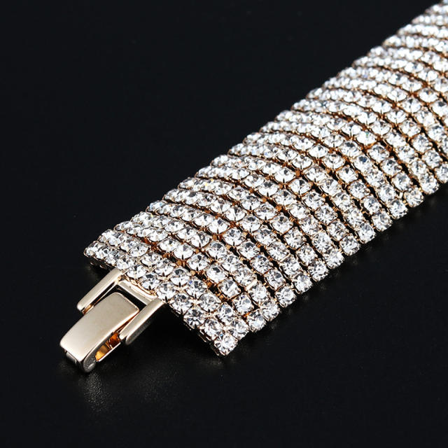 11 row full diamond women bangle bracelet