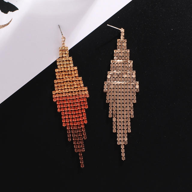 Delicate Gradient color diamond tassel prom earrings