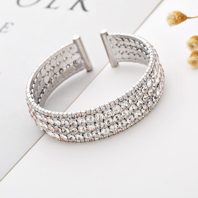 Delicate diamond elastic cuff bangle bracelets