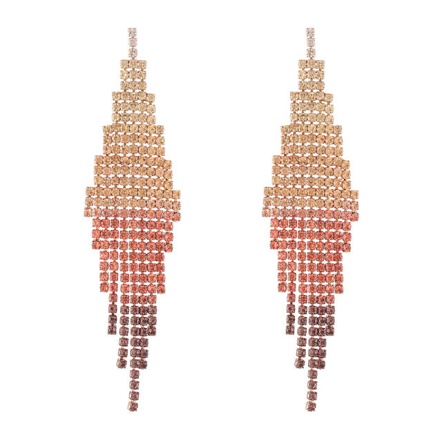 Delicate Gradient color diamond tassel prom earrings