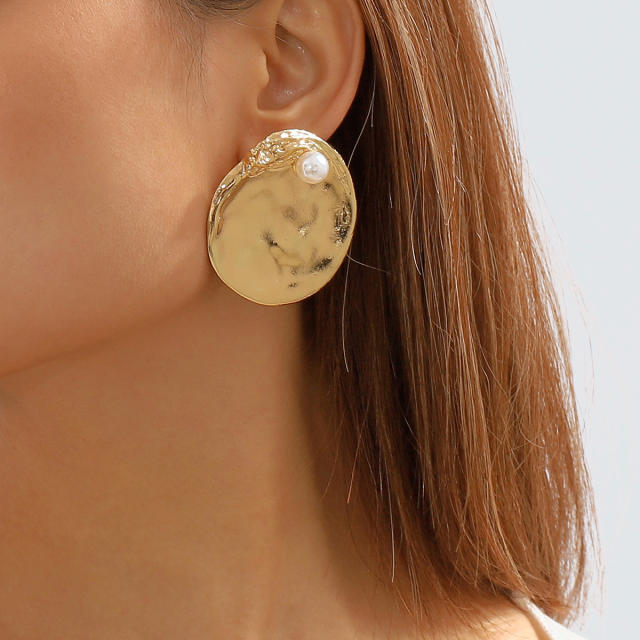 Vintage chunky round disck velvet black choker necklace earrings set