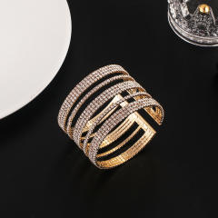 Occident fashion hollow out diamond elastic cuff bangle bracelet