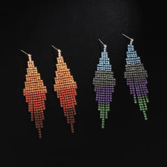 Delicate Gradient color diamond tassel prom earrings