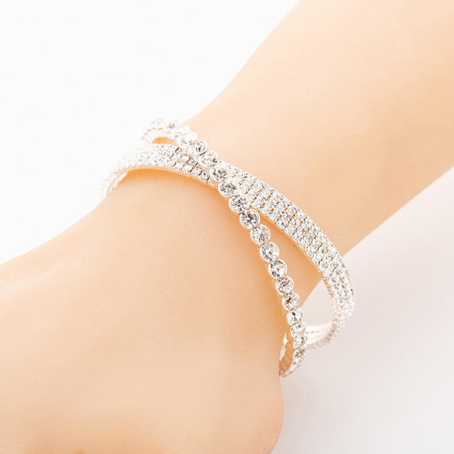 Delicate diamond cross design cuff bangle bracelet