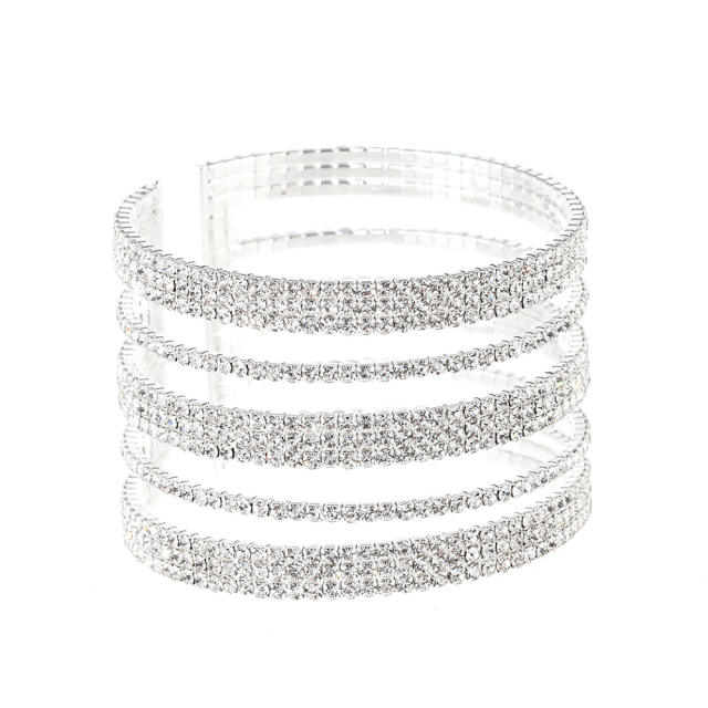 Occident fashion hollow out diamond elastic cuff bangle bracelet