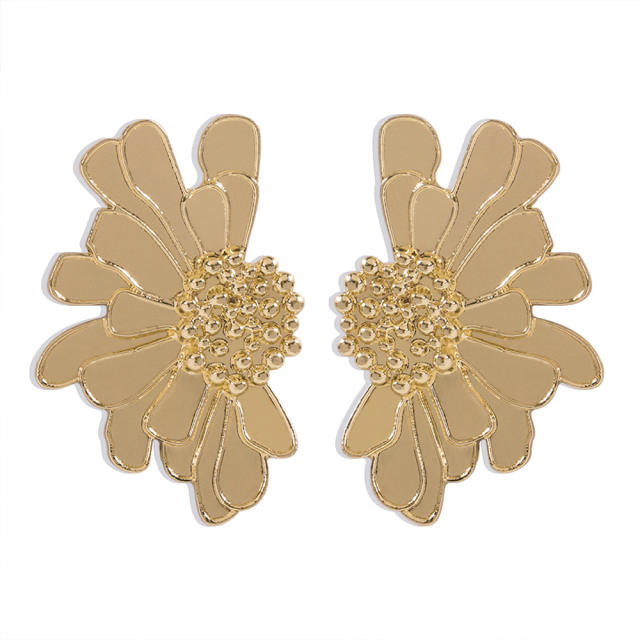 Popular color enamel flower petal alloy studs earrings