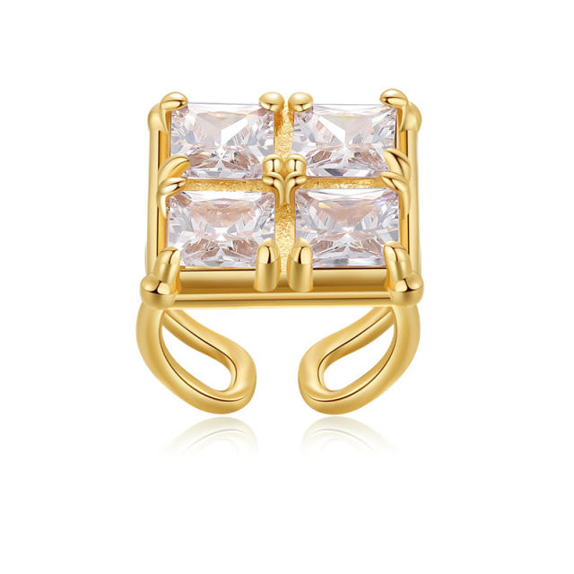 Delicate real gold plated copper cubic zircon finger rings