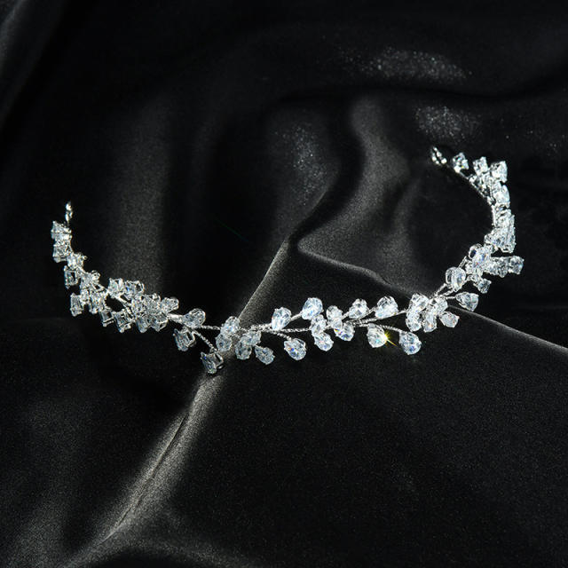 Delicate handmade crystal stone wedding birthday hair vine headband