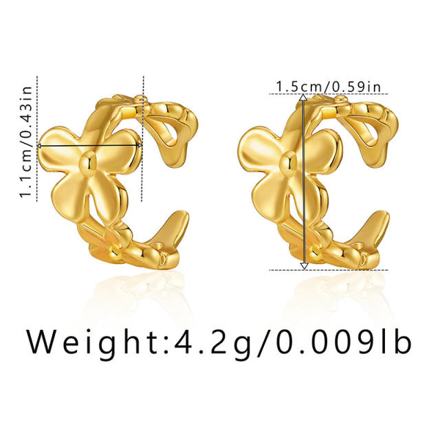 Chic design animal series butterfly real gold plated copper earrings