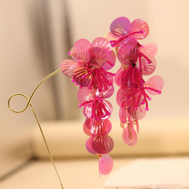 ZA same design rose red pink color flower petal holiday dangle earrings