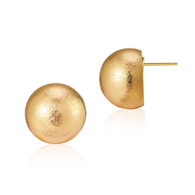 925 needle elegant chunky frosted ball earrings
