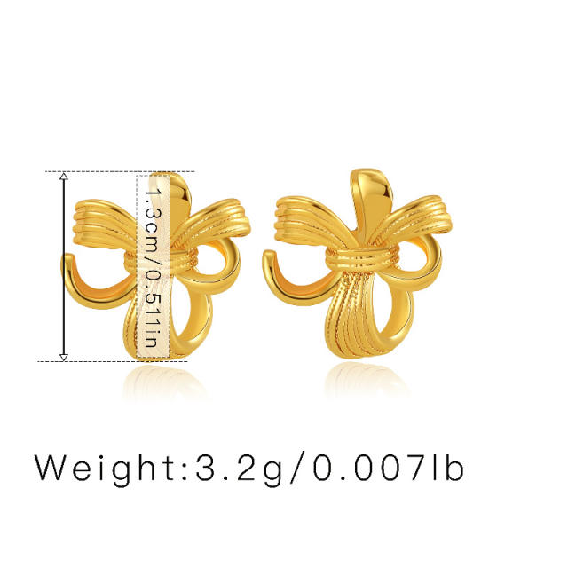 Chic design animal series butterfly real gold plated copper earrings