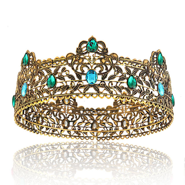 Vintage gold color emerald stone setting the quee king crown
