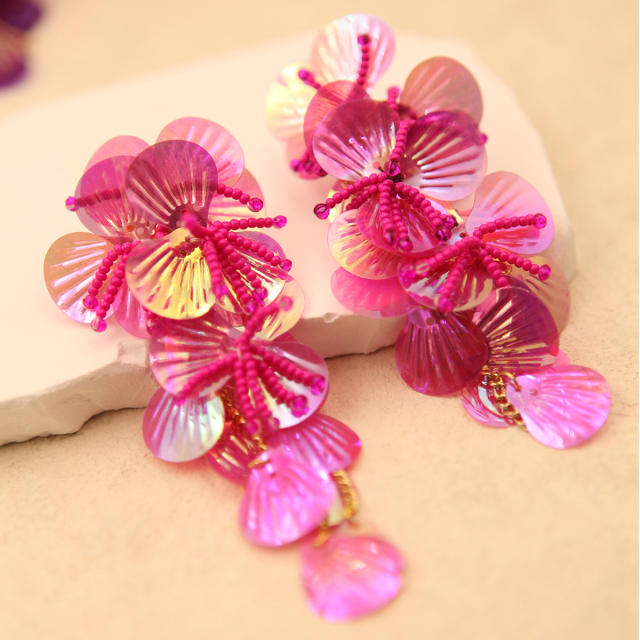 ZA same design rose red pink color flower petal holiday dangle earrings