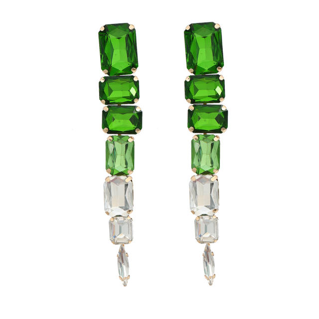 Delicate color glass crystal statement women long earrings