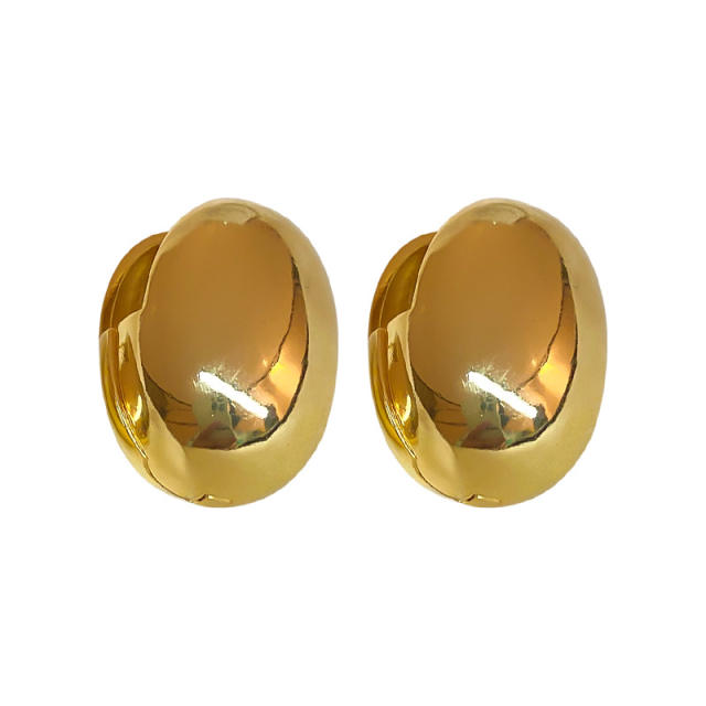 Real gold plated chunky egg shape huggie earrings