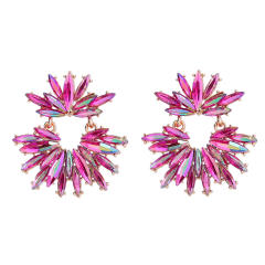 Delicate chunky color glass crystal statement dangle earrings