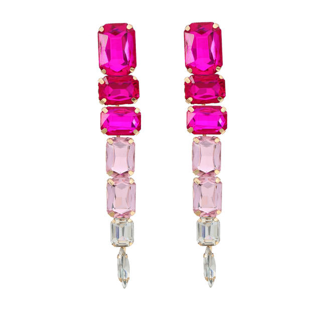 Delicate color glass crystal statement women long earrings