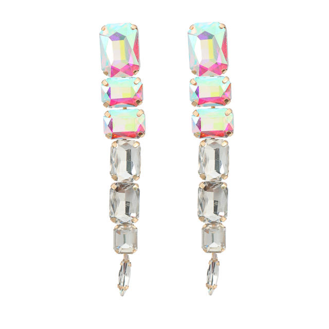 Delicate color glass crystal statement women long earrings