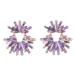 Delicate chunky color glass crystal statement dangle earrings