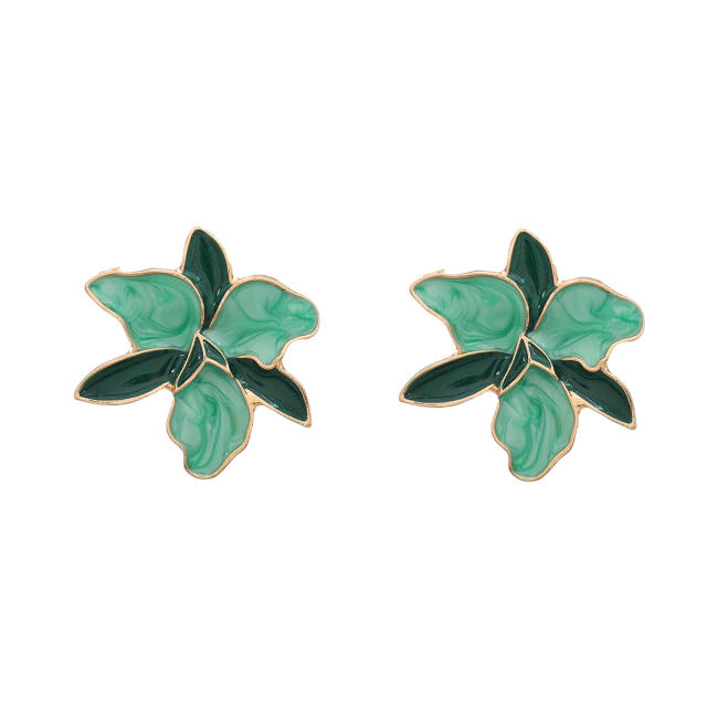 Boho color matching enamel flower studs earrings