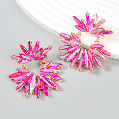 Delicate chunky color glass crystal statement dangle earrings