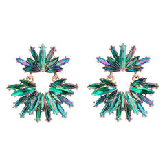 Delicate chunky color glass crystal statement dangle earrings