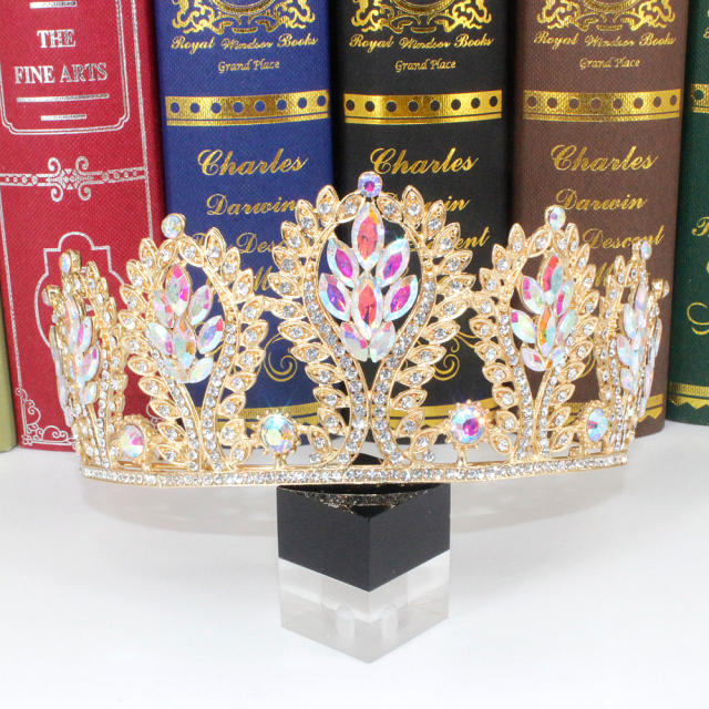 Delicate colorful glass crystal statement crown