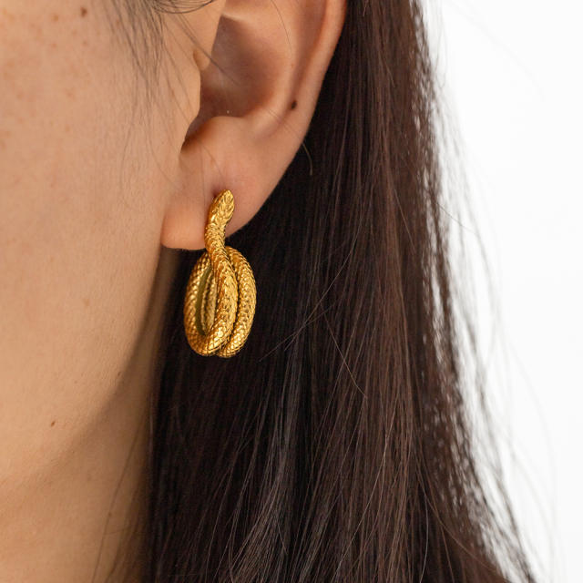 Personality snake design stainless steel earrings