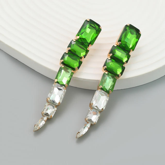 Delicate color glass crystal statement women long earrings
