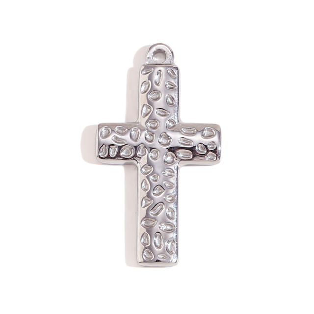 Silver color vintage sun cross pray hand coin stainless steel pendant DIY