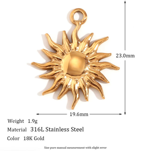 Vintage 18k gold plated stainless steel coin pray hand sun cross diy necklace pendant