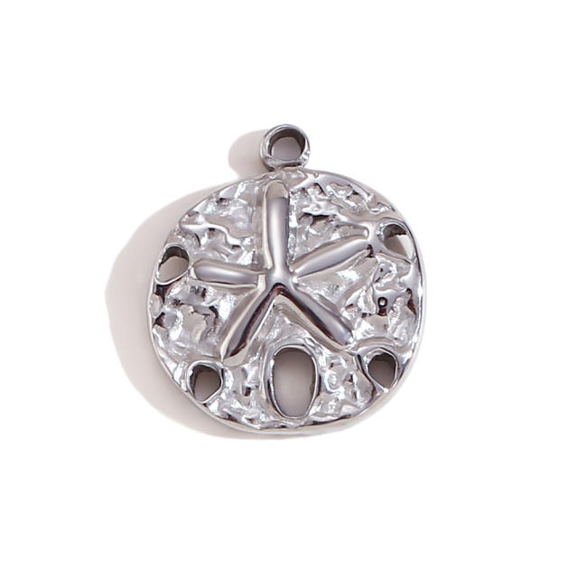 Silver color vintage sun cross pray hand coin stainless steel pendant DIY