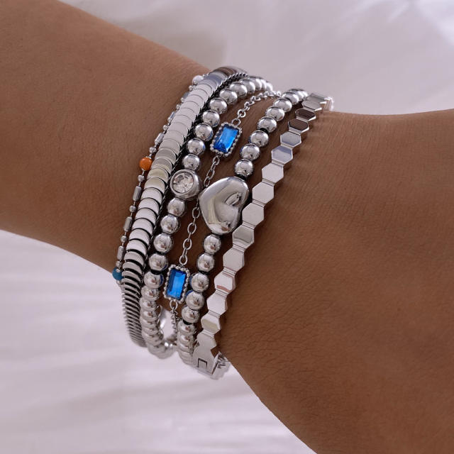 Silver color hot sale stainless steel bracelet